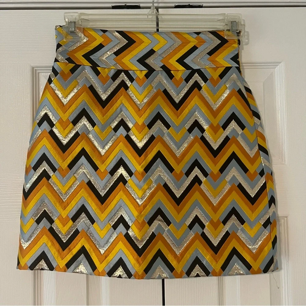 Milly Brocade Chevron A-line Mini Skirt, Size 4